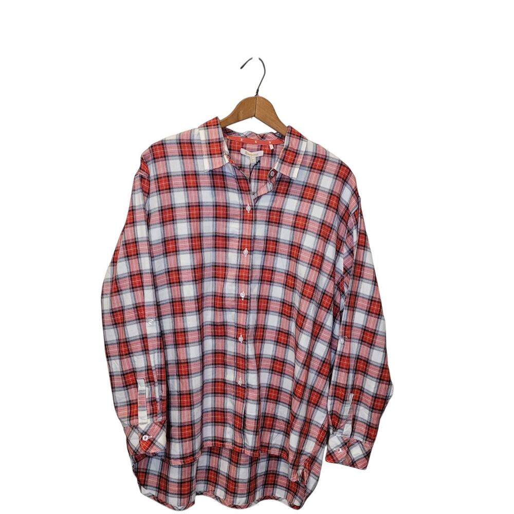 NWT Barbour Womens Red White Black Plaid Hauxley Cotton Shirt 8 Granola Girl